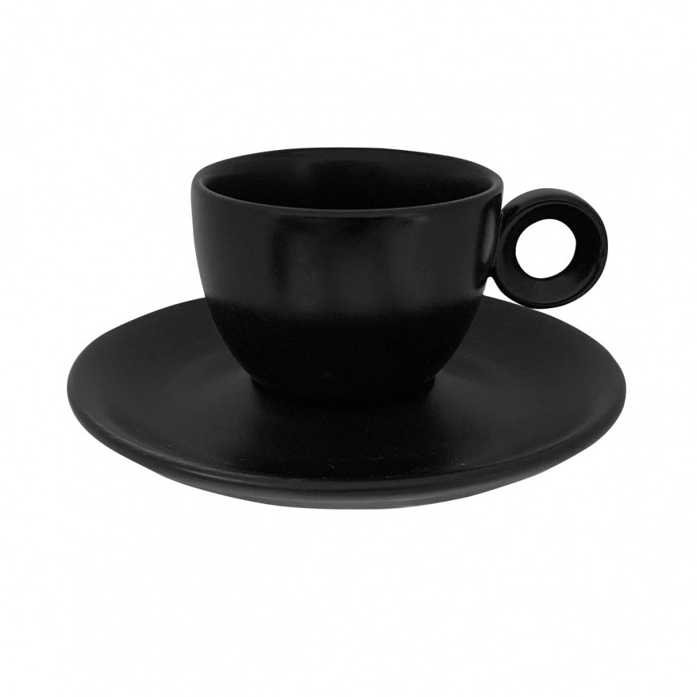 Rondo Koffie 15 cl. SET, effen en met zwarte bedrukking Rondo Koffie 15 cl. SET, effen en met zwarte bedrukking